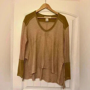 Urban Mangoz Boho style oversized high low waffle knit short sleeve top large